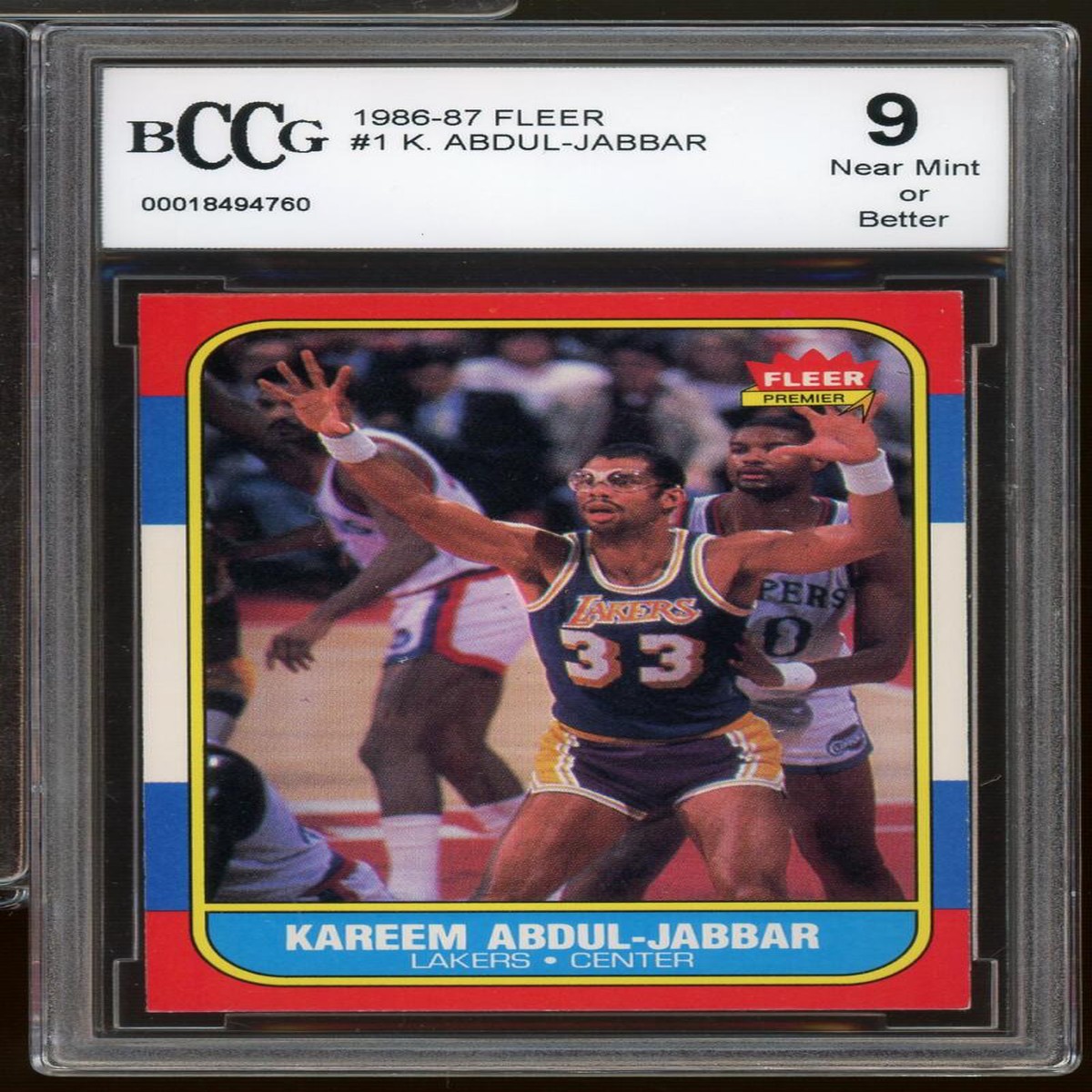 1986-87 Fleer #1 Kareem Abdul-Jabbar Card BGS BCCG 9 Near Mint+