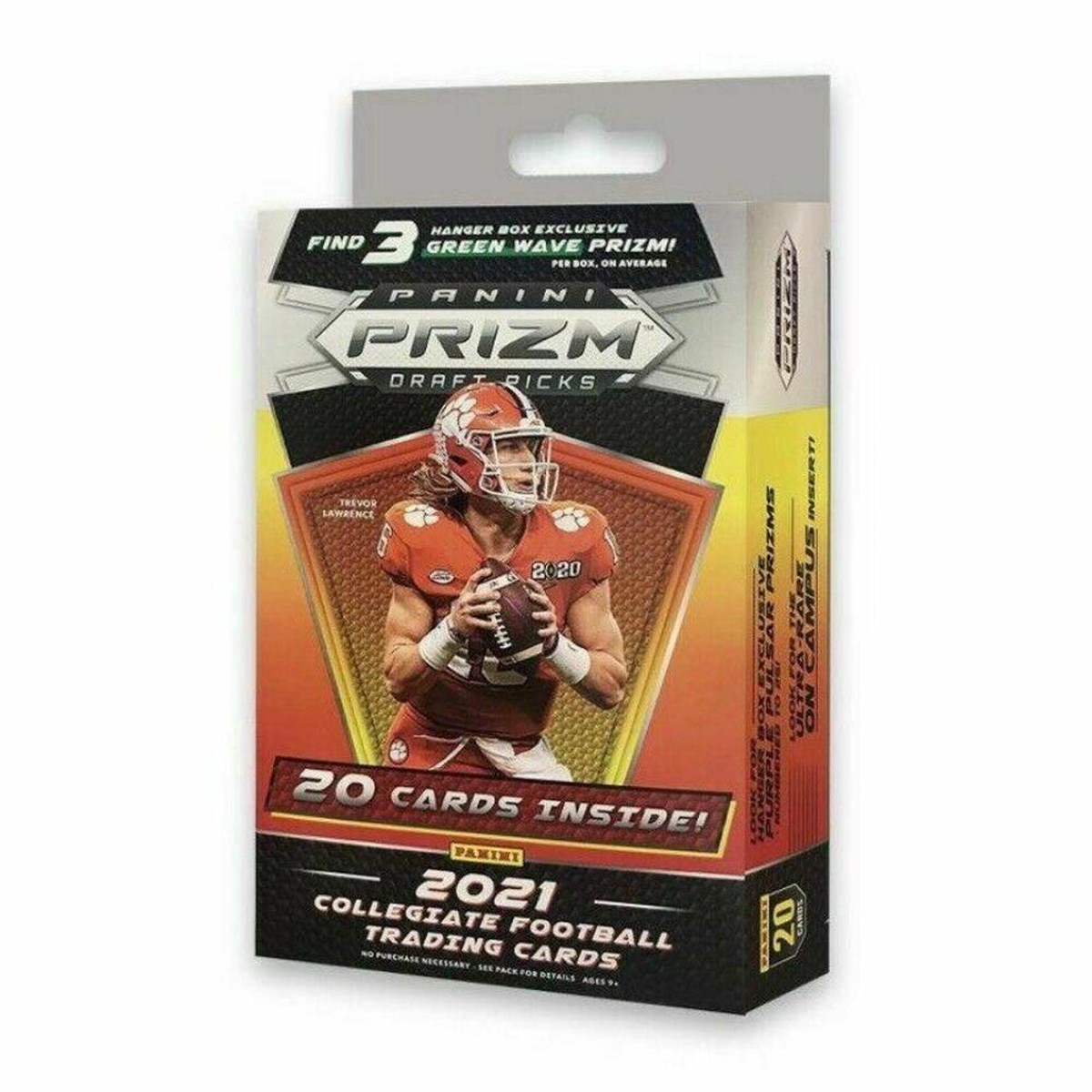 2021 Panini Prizm Draft Picks Football 20-Card Hanger Box (Green Wave Prizms)